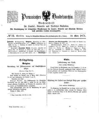 Preußisches Handels-Archiv Freitag 24. März 1871