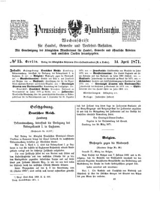 Preußisches Handels-Archiv Freitag 14. April 1871