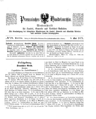 Preußisches Handels-Archiv Freitag 5. Mai 1871