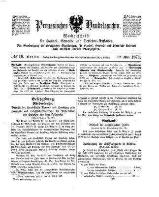 Preußisches Handels-Archiv Freitag 12. Mai 1871