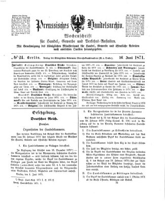 Preußisches Handels-Archiv Freitag 16. Juni 1871