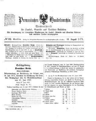 Preußisches Handels-Archiv Freitag 11. August 1871