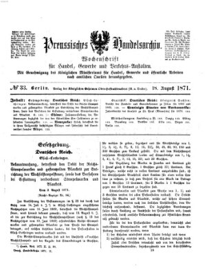 Preußisches Handels-Archiv Freitag 18. August 1871