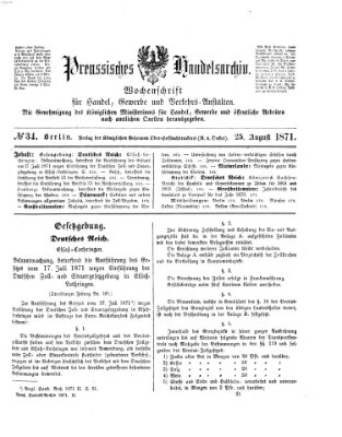 Preußisches Handels-Archiv Freitag 25. August 1871