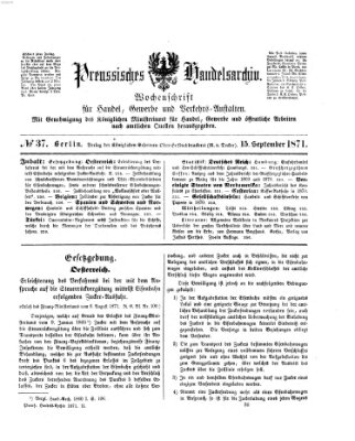 Preußisches Handels-Archiv Freitag 15. September 1871