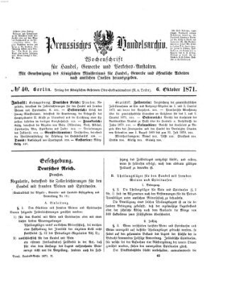 Preußisches Handels-Archiv Freitag 6. Oktober 1871