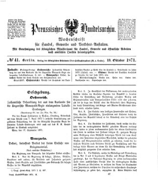 Preußisches Handels-Archiv Freitag 13. Oktober 1871