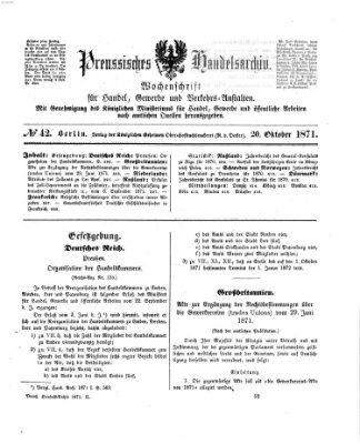 Preußisches Handels-Archiv Freitag 20. Oktober 1871