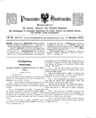 Preußisches Handels-Archiv Freitag 8. Dezember 1871