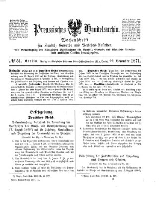 Preußisches Handels-Archiv Freitag 22. Dezember 1871