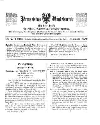 Preußisches Handels-Archiv Freitag 12. Januar 1872