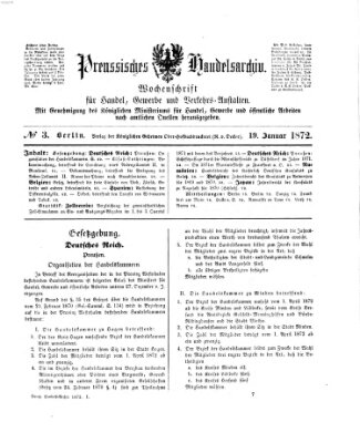 Preußisches Handels-Archiv Freitag 19. Januar 1872