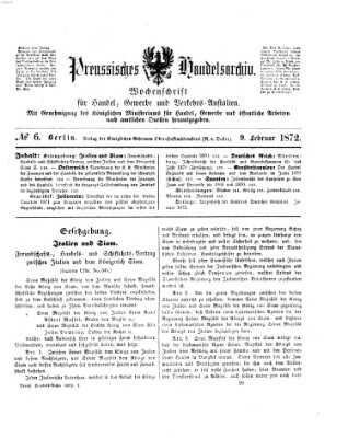 Preußisches Handels-Archiv Freitag 9. Februar 1872