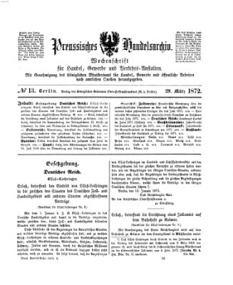 Preußisches Handels-Archiv Freitag 29. März 1872