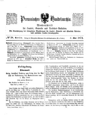 Preußisches Handels-Archiv Freitag 3. Mai 1872