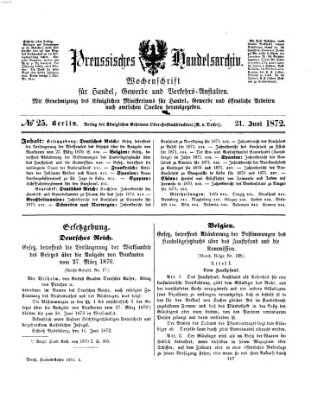 Preußisches Handels-Archiv Freitag 21. Juni 1872