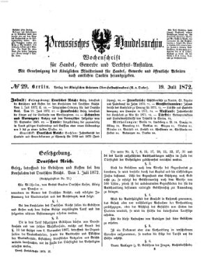 Preußisches Handels-Archiv Freitag 19. Juli 1872