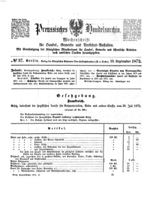 Preußisches Handels-Archiv Freitag 13. September 1872