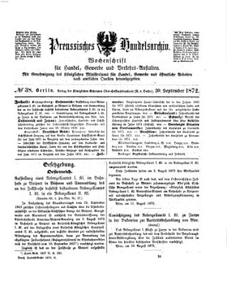 Preußisches Handels-Archiv Freitag 20. September 1872