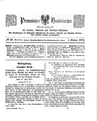 Preußisches Handels-Archiv Freitag 4. Oktober 1872