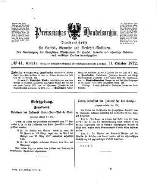 Preußisches Handels-Archiv Freitag 11. Oktober 1872