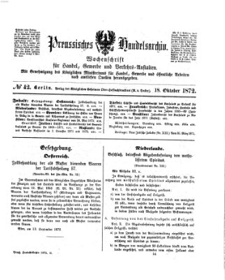 Preußisches Handels-Archiv Freitag 18. Oktober 1872