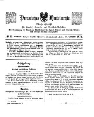 Preußisches Handels-Archiv Freitag 25. Oktober 1872