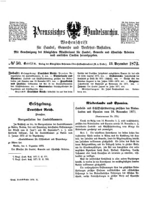 Preußisches Handels-Archiv Freitag 13. Dezember 1872