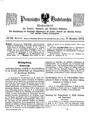 Preußisches Handels-Archiv Freitag 27. Dezember 1872