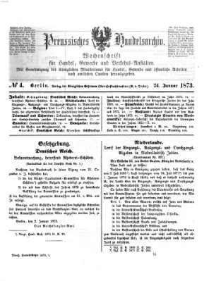 Preußisches Handels-Archiv Freitag 24. Januar 1873