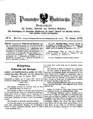 Preußisches Handels-Archiv Freitag 31. Januar 1873