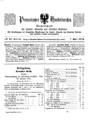 Preußisches Handels-Archiv Freitag 7. März 1873