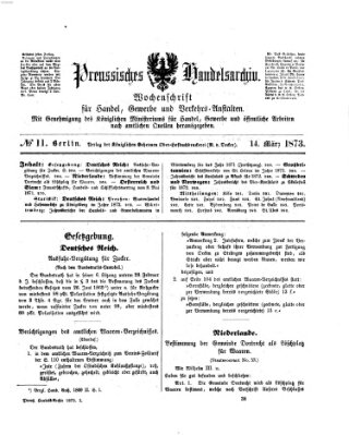 Preußisches Handels-Archiv Freitag 14. März 1873