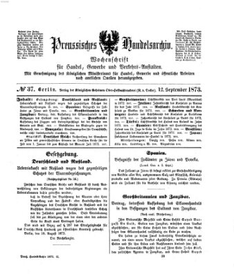 Preußisches Handels-Archiv Freitag 12. September 1873