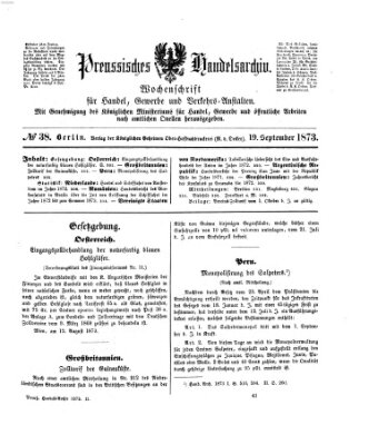 Preußisches Handels-Archiv Freitag 19. September 1873