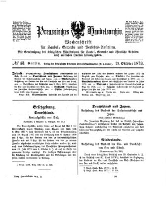 Preußisches Handels-Archiv Freitag 24. Oktober 1873