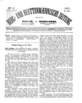 Berg- und hüttenmännische Zeitung Freitag 28. März 1873