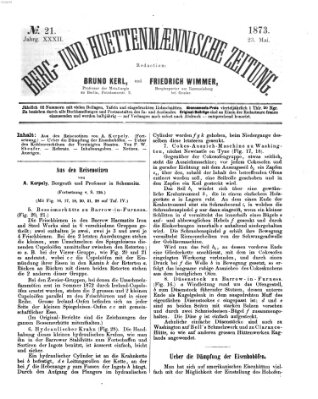 Berg- und hüttenmännische Zeitung Freitag 23. Mai 1873