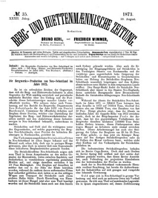 Berg- und hüttenmännische Zeitung Freitag 29. August 1873