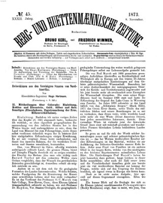 Berg- und hüttenmännische Zeitung Samstag 8. November 1873