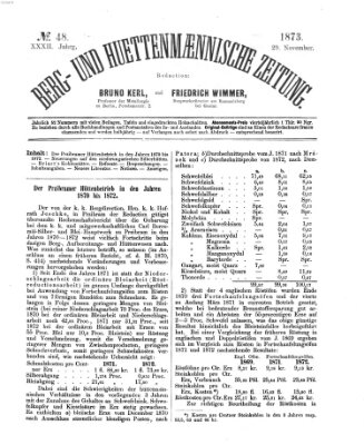 Berg- und hüttenmännische Zeitung Samstag 29. November 1873