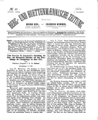 Berg- und hüttenmännische Zeitung Freitag 5. Dezember 1873