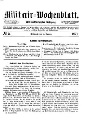 Militär-Wochenblatt Mittwoch 4. Januar 1871