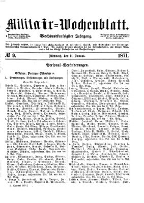 Militär-Wochenblatt Mittwoch 11. Januar 1871