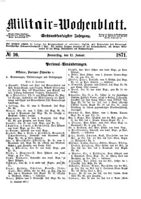 Militär-Wochenblatt Donnerstag 12. Januar 1871