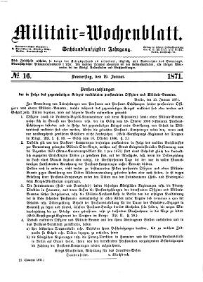 Militär-Wochenblatt Donnerstag 19. Januar 1871