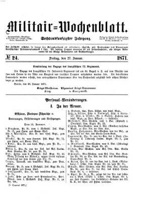 Militär-Wochenblatt Freitag 27. Januar 1871