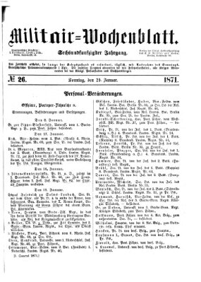 Militär-Wochenblatt Sonntag 29. Januar 1871