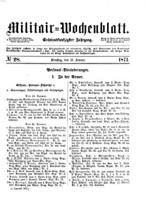 Militär-Wochenblatt Dienstag 31. Januar 1871