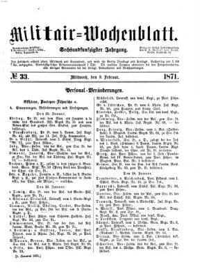 Militär-Wochenblatt Mittwoch 8. Februar 1871